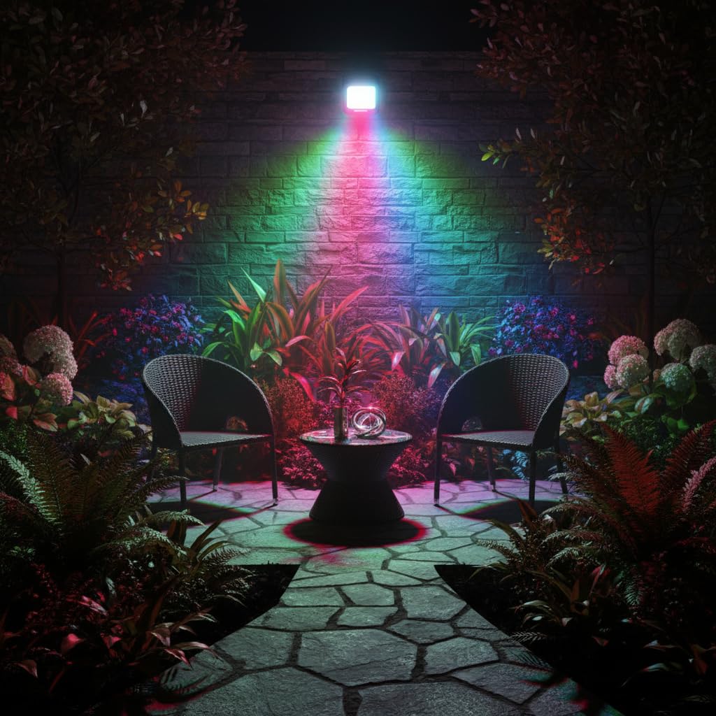 Reflector LED, WRE-004, RGB 10W Multicolor Exterior IP65, 700 Lúmenes, Control de Colores, Luz Decorativa para Jardín, Fachada, Terraza y Eventos, Winled