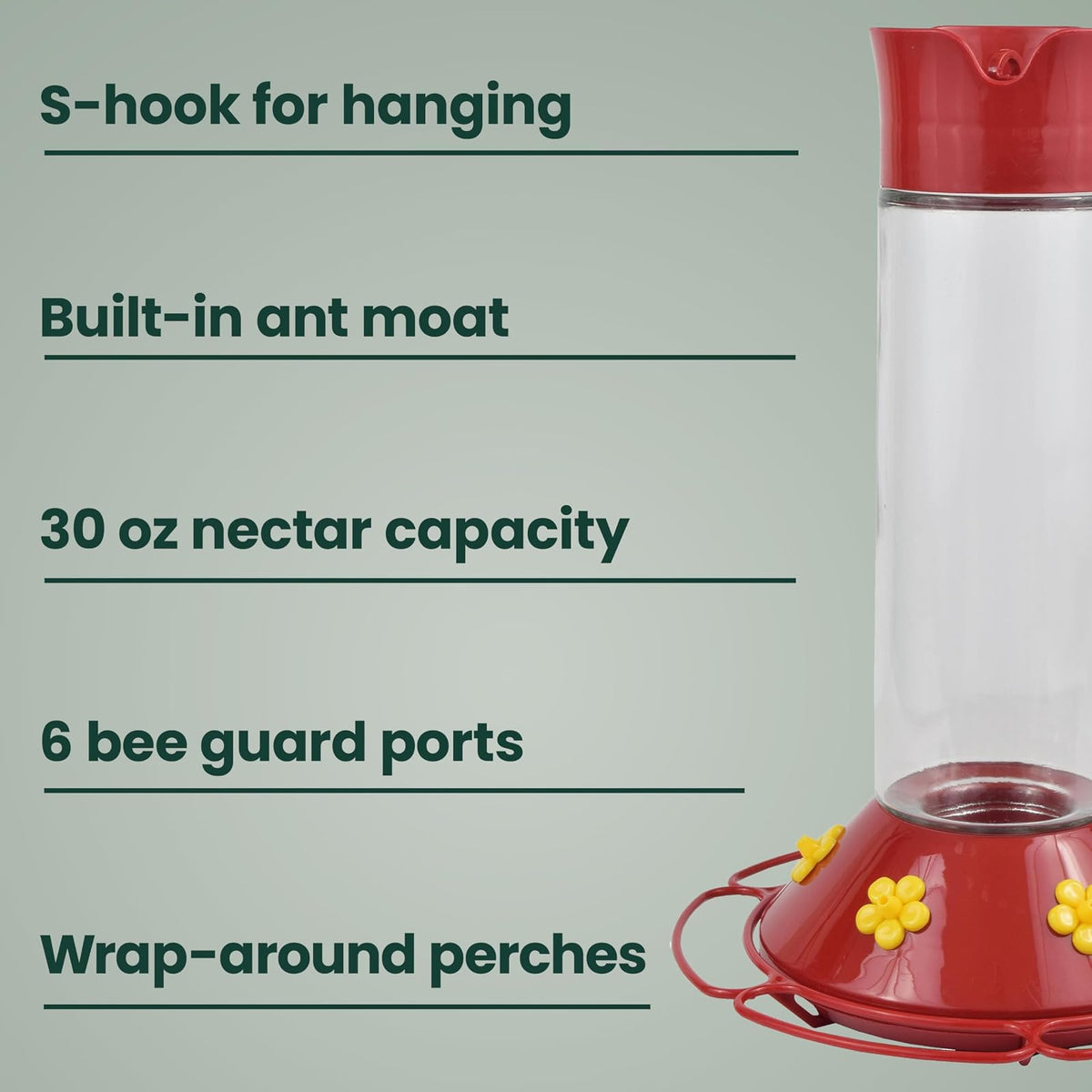 Perky-Pet 209B-1SR Nuestro Mejor alimentador de colibríes de Vidrio con Perchas, Foso de Hormigas Integrado y Protectores de Abejas, 30 onzas para decoración de jardín al Aire última intervensión