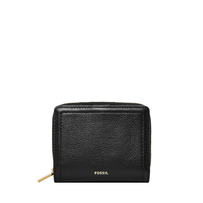 Cartera Rfid Mini Fossil SL7923001 Logan de piel en tono negro para mujer