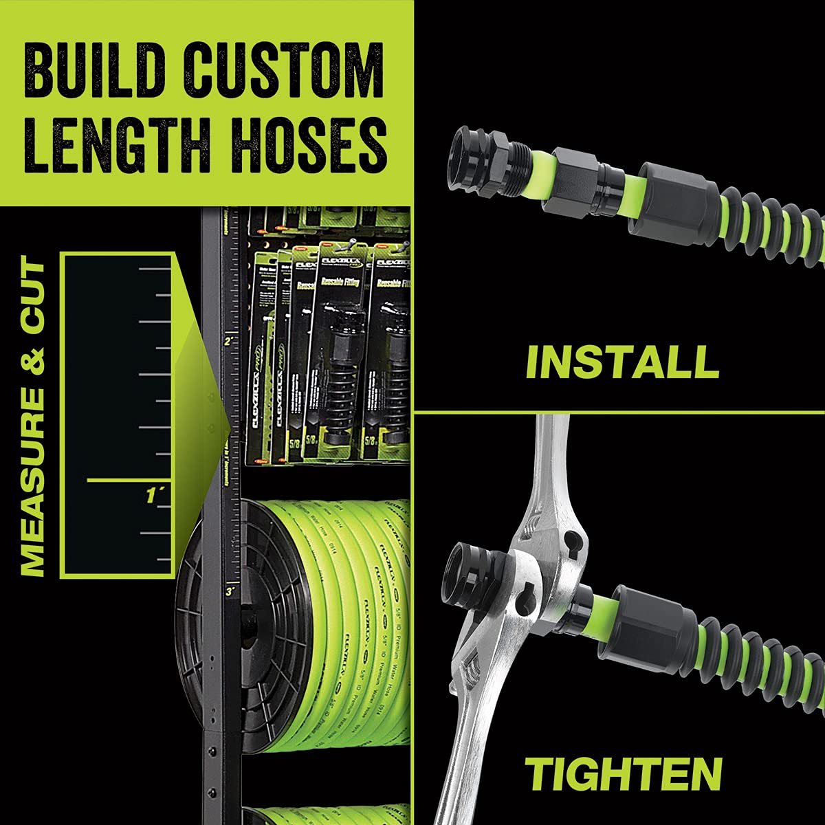 Flexzilla Pro Manguera de Agua HFZ58250YW | 5/8 in x 250 ft, Verde ZillaGreen, Resistente, Ligero, Carrete a Granel