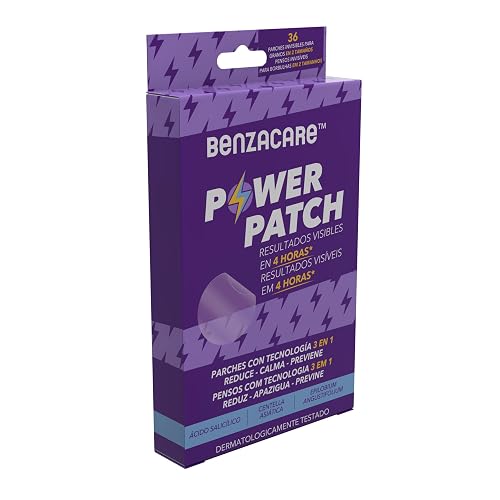 BENZACARE POWER PATCH Parche Invisible Ultraligero y Ultrafino que Reduce Visiblemente las Immperfecciones Granos y Espinillas con Resultados Visibles en 4 Horas Caja con 36 piezas