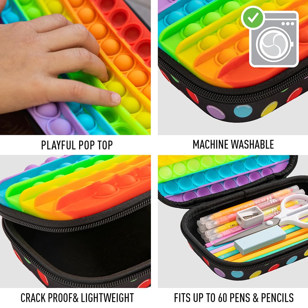 ZIPIT POP Estuche para lápices para niños | Caja Sensorial de Silicona Push It | Estuche de gran capacidad para niños y niñas