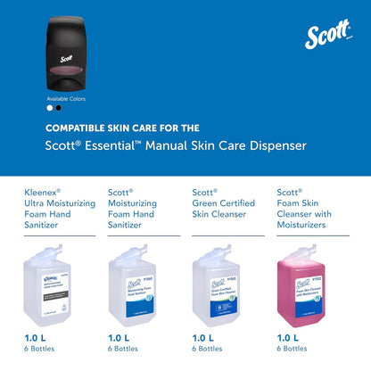 SCOTT® Essential™ Dispensador Manual de jabón y desinfectante de Manos de Alta Capacidad (92145), Negro, Capacidad de 1.0 l, 4.8 x 8.3 x 5.4 Pulgadas (cantidad 1)