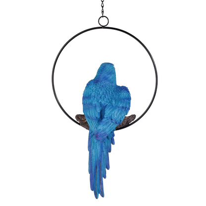 Design Toscano - Anillo Colgante para pájaro, diseño de Polly in Paradise, Estatua para Interior/Exterior, tamaño Mediano de 14 Pulgadas de Alto, Resina de Piedra fundida, Acabado Azul Amarillo