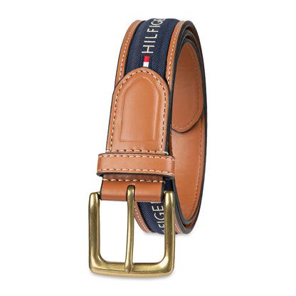 Tommy Hilfiger Cinturón con incrustaciones de cinta (tamaño estándar, grande y alto) - 38 - marino