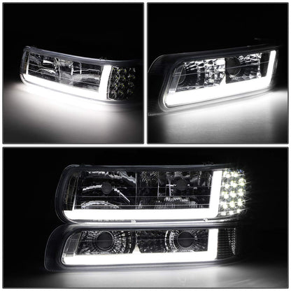 DNA Motoring Par de Faros Delanteros LED DRL de Repuesto para Chevrolet Silverado 1999-2002, Cromado/Transparente, HL-LB-CSIL99-CH-CL1