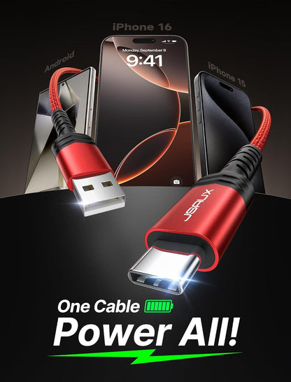 Jsaux Cable Usb-c a Usb a 6.6 Pies, Carga R?pida 3.1a, 2 Unidades | diseno portatil para uso diario, viajes, oficina y accesorios de gaming