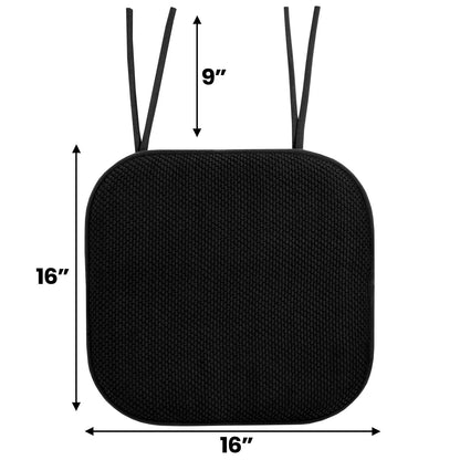 Sweet Home Collection - Funda de Asiento de Goma Antideslizante, Redonda, Cuadrada, 16 x 16 Pulgadas, Negro, Paquete de 4, 1