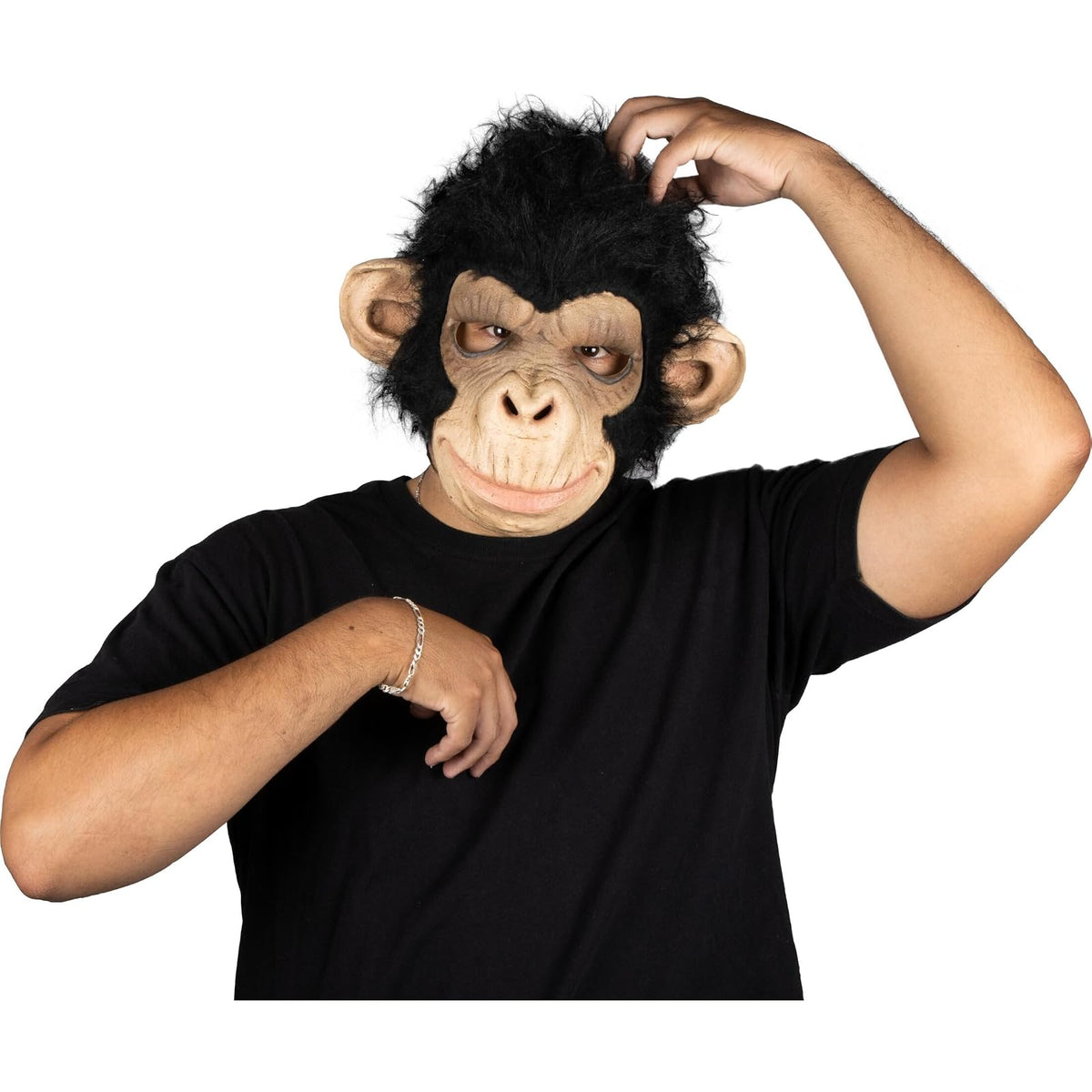 Chimp George, Máscara de Monkey Chango Gorila con Pelo, Máscaras de Animales para Disfraz de Mono, Ideal para Halloween y Fiesta de Disfraces