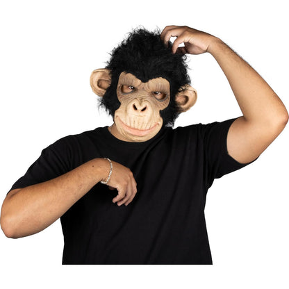 Chimp George, Máscara de Monkey Chango Gorila con Pelo, Máscaras de Animales para Disfraz de Mono, Ideal para Halloween y Fiesta de Disfraces