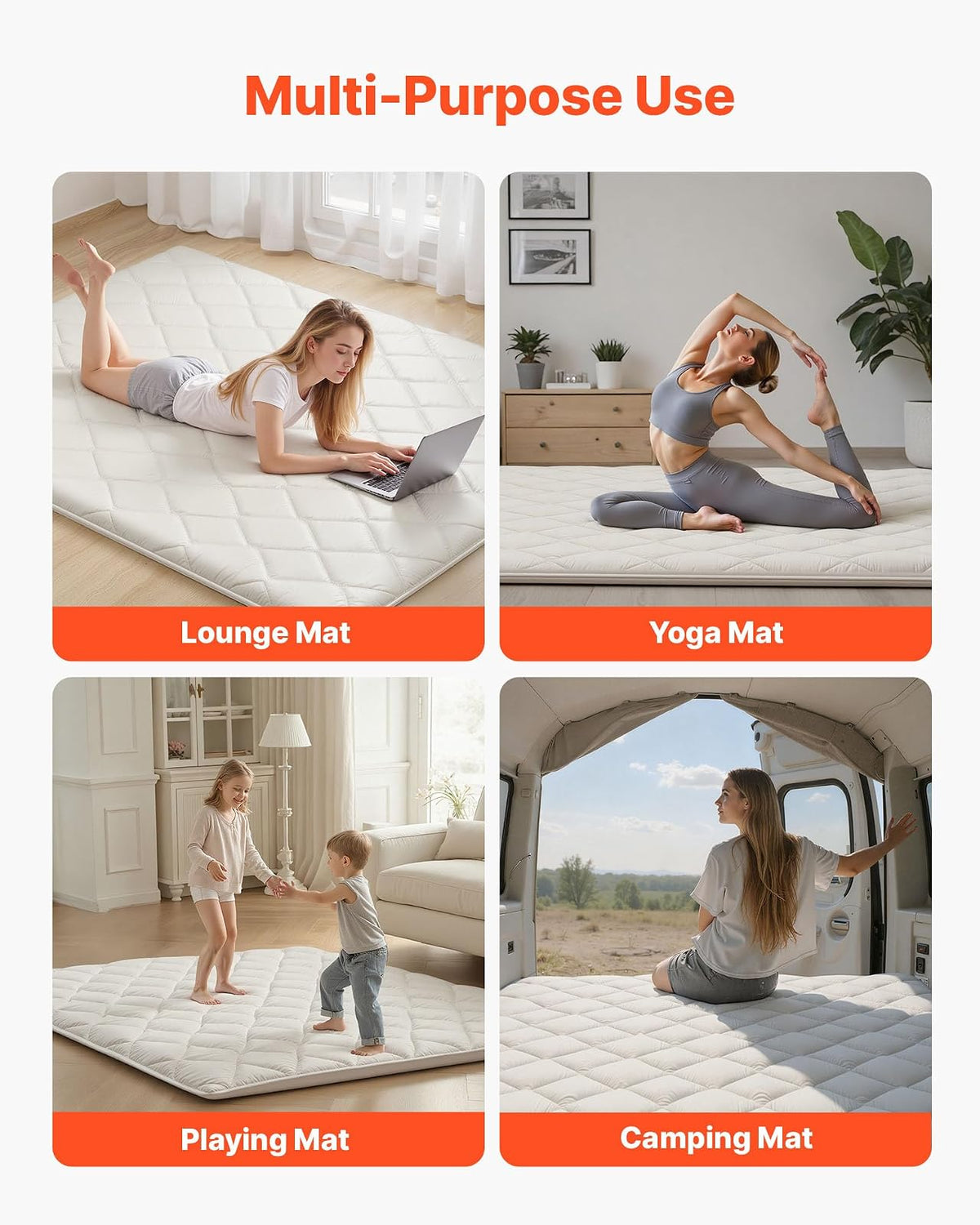 VEVOR - Colchón de futón japonés, 100% Espuma cómoda de Alta Densidad, tapete Plegable de Tatami con Bolsa de Almacenamiento, Almohadilla de Dormir para Acampar, recámara o Yoga
