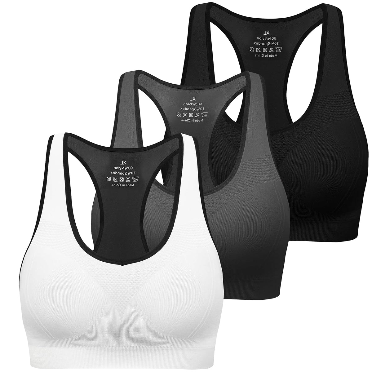 MIRITY Brasier Deportivo de Alto Impacto con Espalda Cruzada - 2XL - Black Darkgrey White