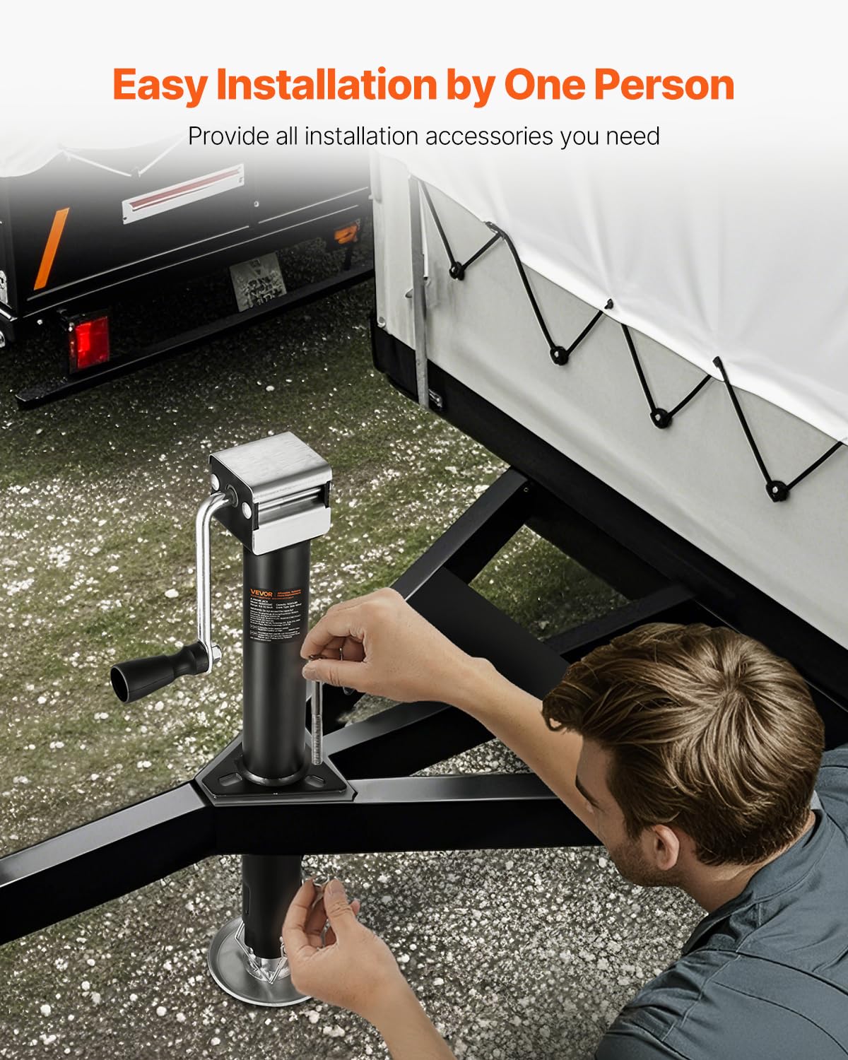 VEVOR Gato hidráulico para Remolque con Estructura en A, Capacidad de 5000 LB, Soporte con asa y Base Rectangular, Recorrido Vertical 15 Pulgadas, para autocaravanas, remolques para Caballos