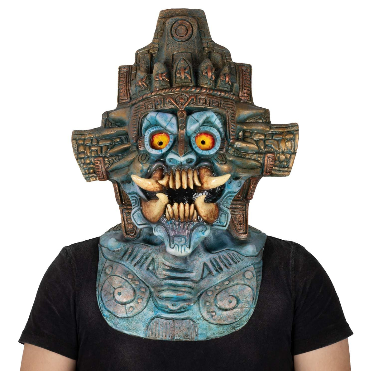 Ghoulish Productions Máscara de látex de Tláloc. Máscara de Tláloc. Disfraz de Tláloc. Tláloc Disfraz Halloween.Máscara de Halloween. Máscara Unitalla de Adulto. Ideal para usar en Fiesta de Halloween