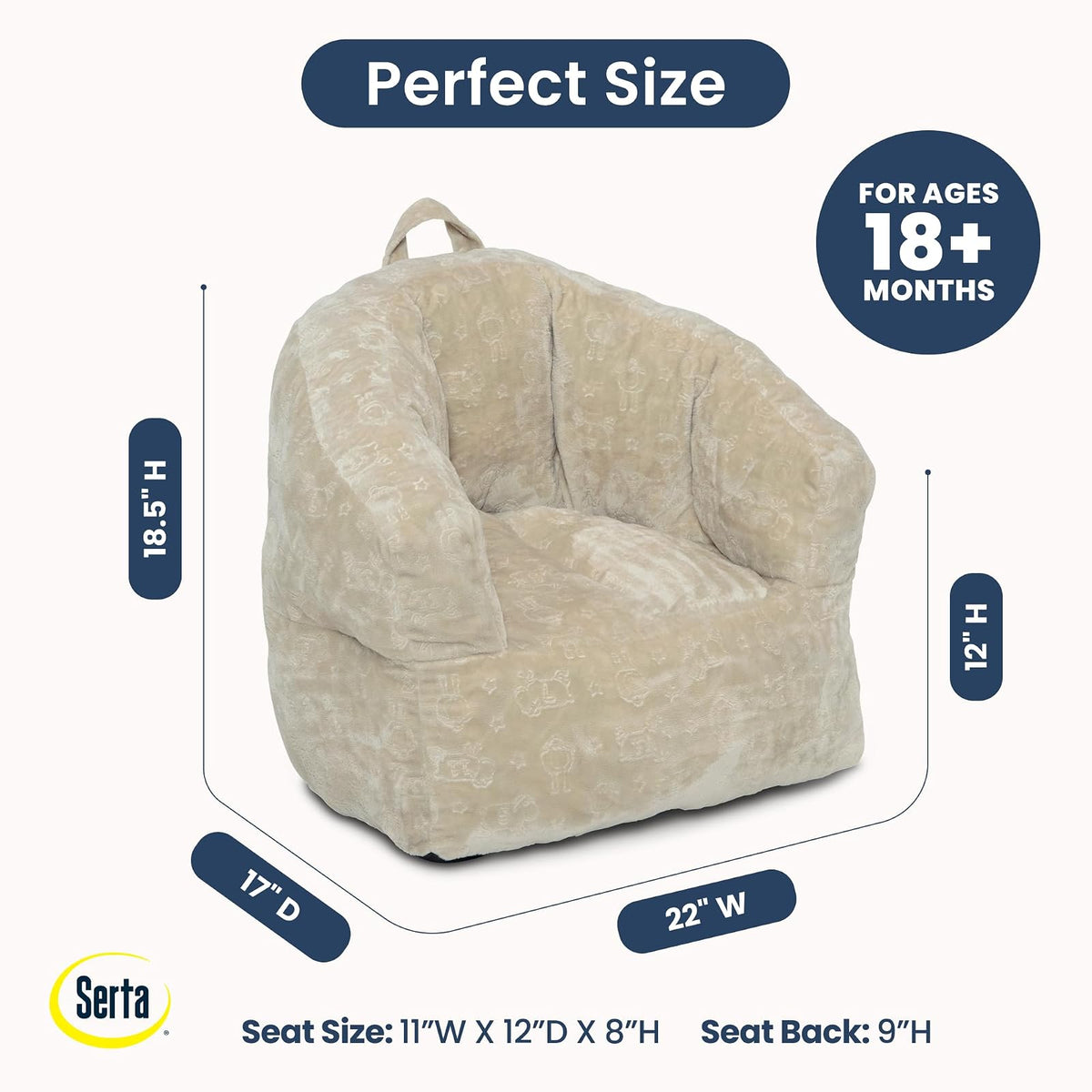Delta Children - Serta - Silla de Felpa para niños, Silla de Espuma Suave, Alternativa para niños y niñas, Asiento Acogedor para Leer, Ver Dibujos Animados, Sala de Juegos, habitación de guardería