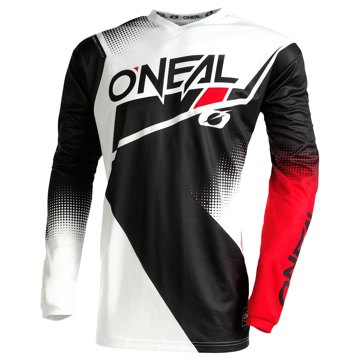 O'Neal E003-113 Element Racewear Playera Juvenil de Manga Larga para Niños, Negro/Blanco/Rojo, Talla M