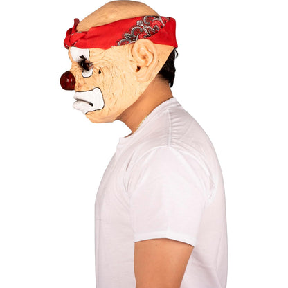 Ghoulish Productions Máscara Thug Clown Full Head de Látex – Payaso de Barrio Cholo con Pañuelo Rojo y Expresión Intimidante – Máscara Realista para Halloween, Disfraces y Coleccionistas