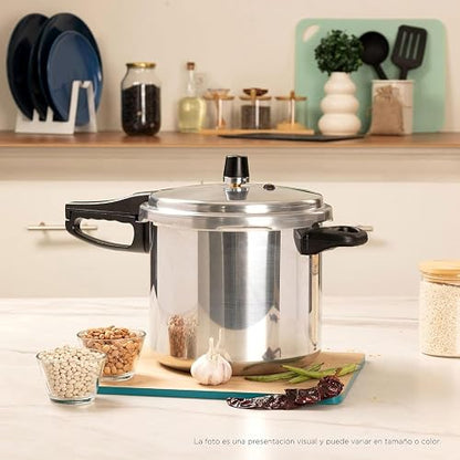 Ekco | Olla Express 8 Litros Classic Aluminio con 6 Sistemas de Seguridad | Cuerpo y tapa de aluminio, Cocción rápida, Certificado NOM, Cocina saludable