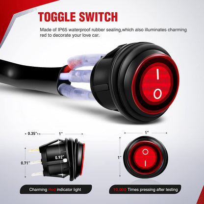 Nilight 10043W Kit de Arnés de Cableado LED 12 AWG 1 Cable con Interruptor y Fusible de Relé 12 V