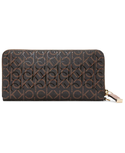 Calvin Klein Cartera Saffiano Continental con cremallera alrededor con correa para la muñeca