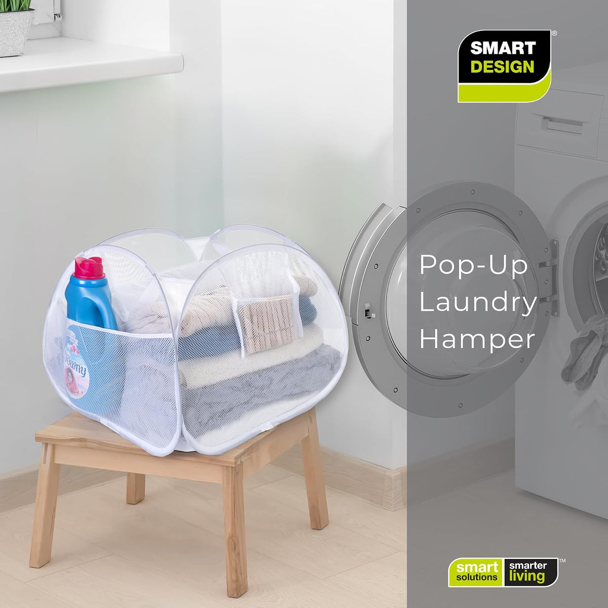 Pro-Mart DAZZ Deluxe Pop-Up Hamper, Pyramid, White