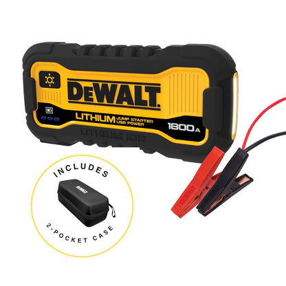 DEWALT DXAELJ18C 1800 Pico Amps Jump Starter | Ión de litio, alimentación USB, estuche de transporte