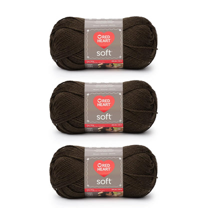 Red Heart Soft Estambre Acrílico, Paquete de 3 - Chocolate Red - Paquete de 3