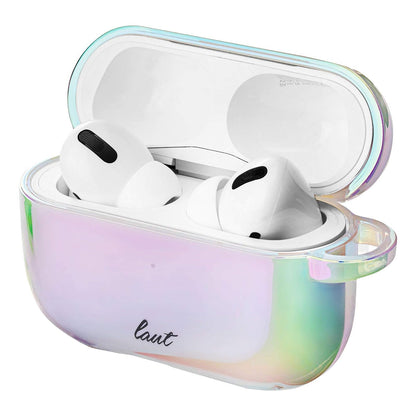 LAUT - Funda Holo para AirPods Pro | Acabado Iridiscente | Antiarañazos, mosquetón Incluido • Perla