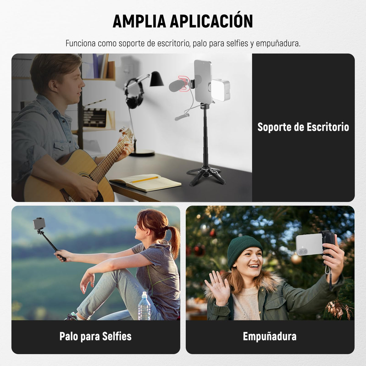 NEEWER Palo Selfie con Obturador Remoto Bluetooth Desmontable, Trípode Viaje Plegable y Ligero para iPhone, 360° Soporte Teléfono Zapata Fría para Youtube/TikTok Vlogs Fotografía en Vivo, Negro, P15