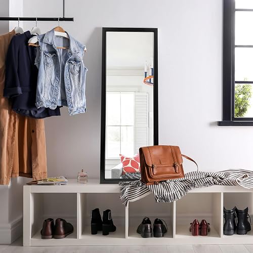 MIRUO Full Length Mirror, 44" x 16" Wall-Mounted Mirror, Mirror for Wall, Polystyrene Frame Dressing Mirror, Hanging or Leaning Against Wall for Bedroom, Living Room, Entryway, Black (No Stand)