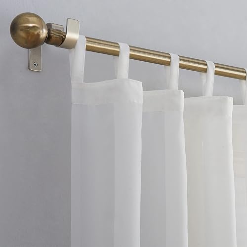 No. 918 Andorra Collection Panel de cortina transparente con flores aplastadas, Blanco, 59" x 95", 1, 1