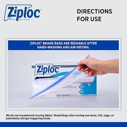 Ziploc Bolsas de congelador profesionales, para organización y almacenamiento de alimentos, doble cremallera, galón, 250 unidades