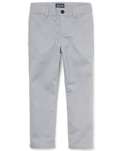 The Children's Place chinos elásticos de sarga para niño - Gris (Fin Gray) - 10 Husky