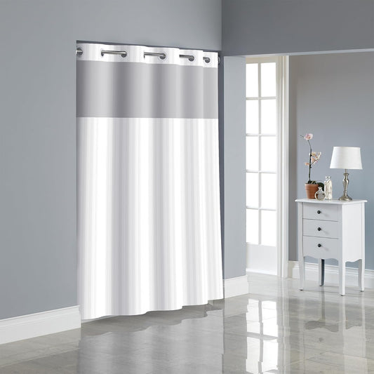 Hookless RBH35MY053 Hookless Victorian Stripe Bright White - Bright White 71"W x 74"L