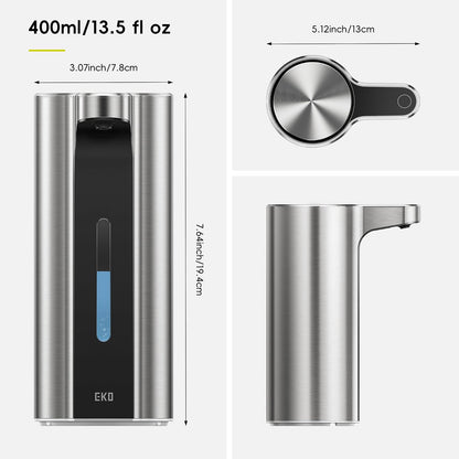 EKO Aroma Pro Dispensador automático de jabón líquido sin Contacto de 14 onzas, dispensador de jabón Recargable de Manos y Platos para baño y Fregadero de Cocina, Impermeable, Control de Volumen