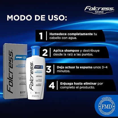 Folcress Xpert Shampoo Anticaída Libre de Sulfatos y Parabenos Grisi 250 ml