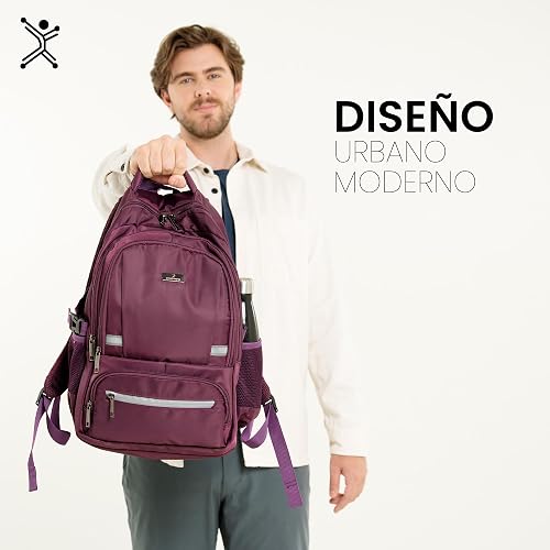 PERFECT CHOICE Mochila para laptop 15.6"-17" múltiples compartimentos Forter (Negro)