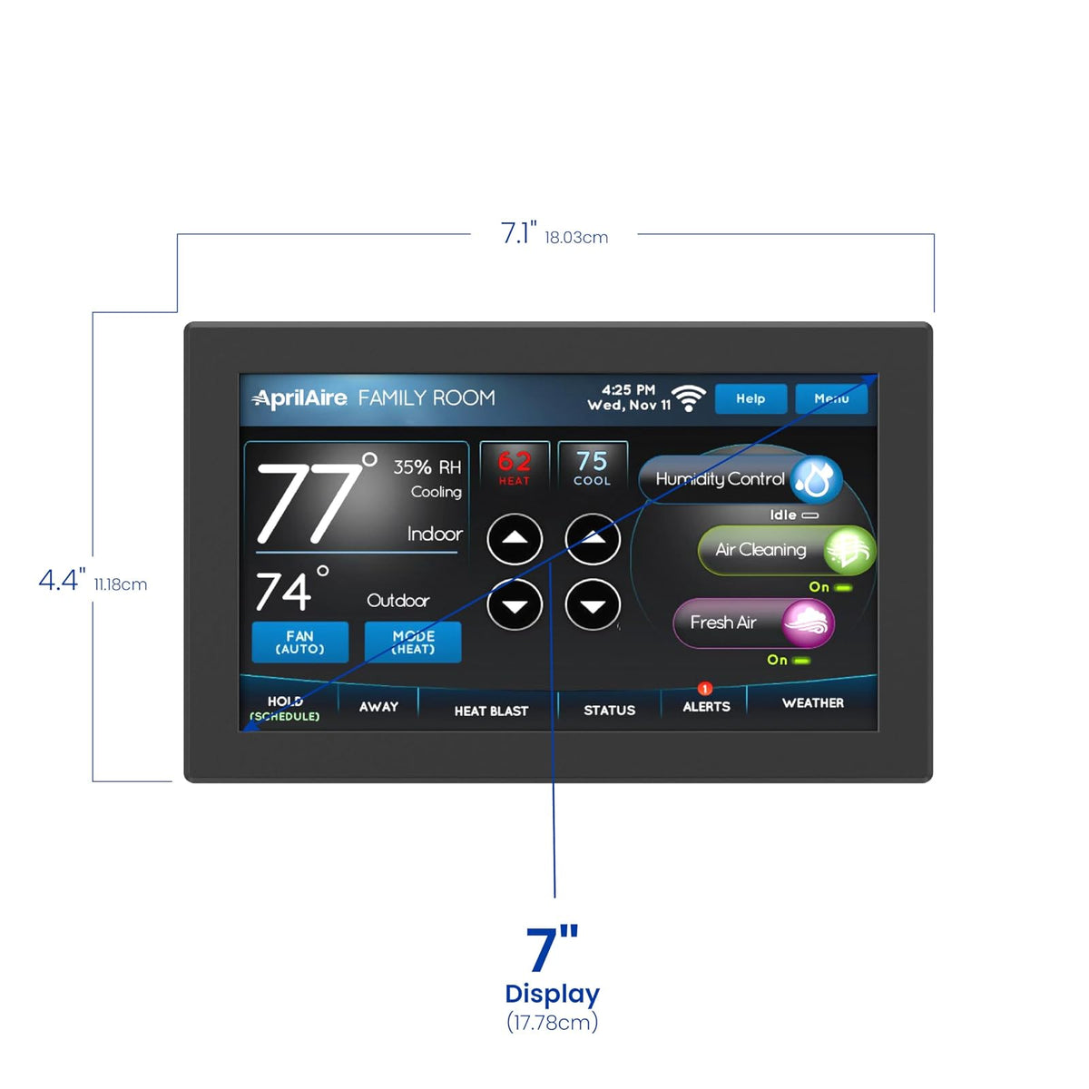 AprilAire 8920W - Termostato de visualización táctil a color programable Wi-Fi con control IAQ; compatible con Alexa y Google Assistant