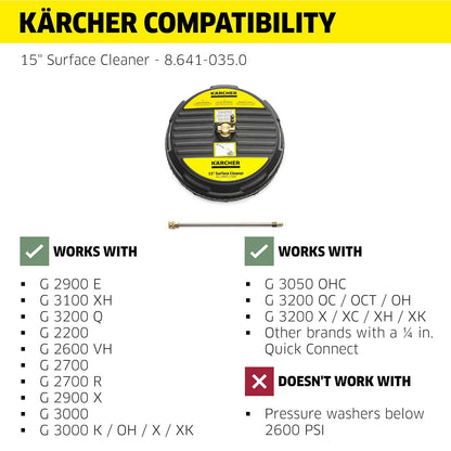 Karcher - Accesorio Limpiador de Superficies a presión de 15 Pulgadas, clasificación 3200 PSI
