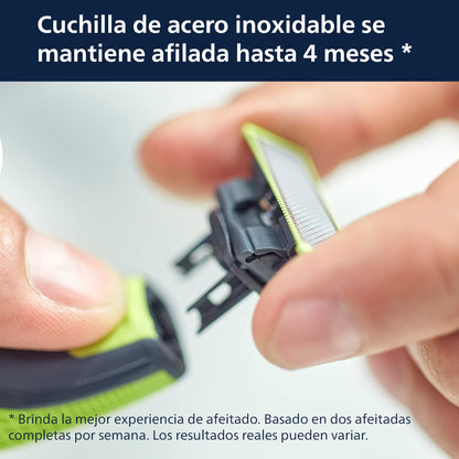 Philips OneBlade Recortadora y Afeitadora Eléctrica Face & Body 3 peines guía, 2 peines para cuerpo, QP2824/10