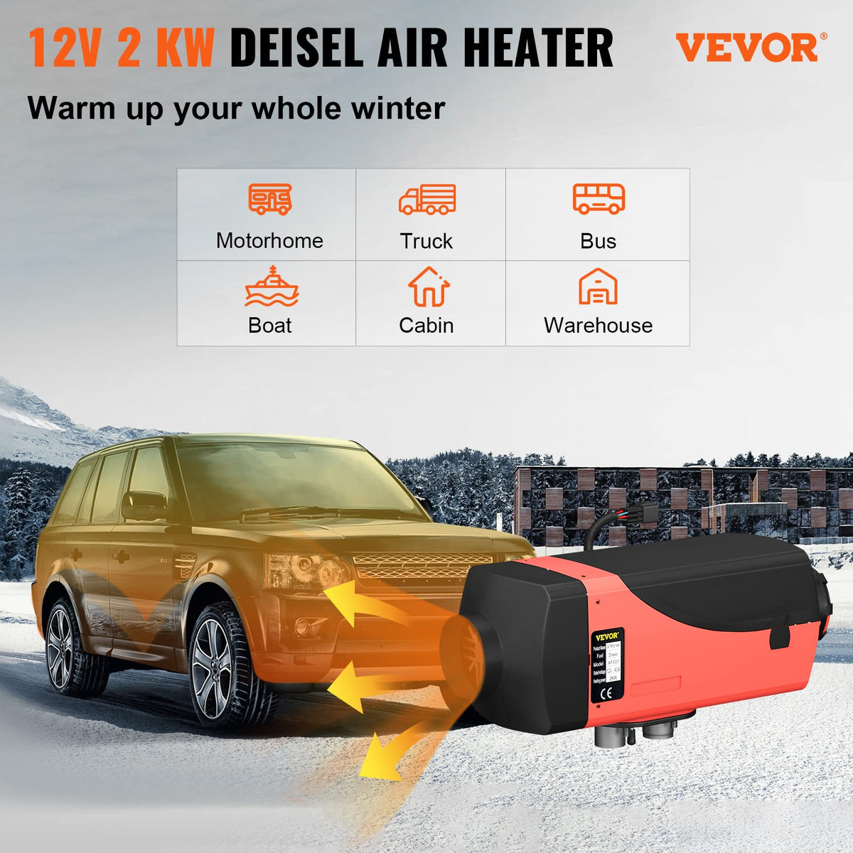 VEVOR Calentador de Aire Diésel 12V 2KW con Silenciador