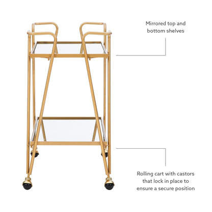 Linon AMZN0215 Gina Mid-Century Gold Bar Cart