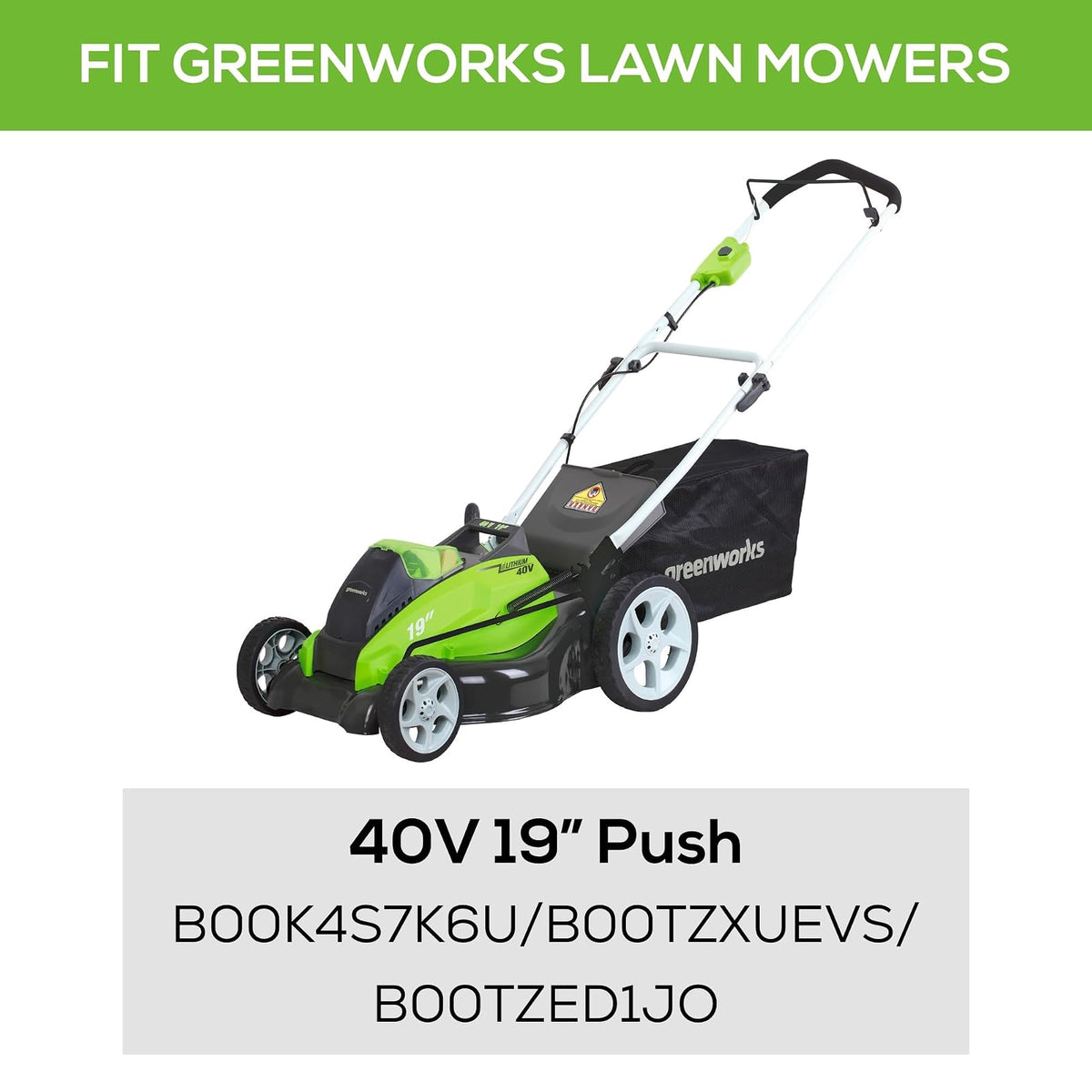 Greenworks - Cuchilla de repuesto para cortacésped (cortacéspedes de 19 pulgadas: 2501302, 2500502), color negro