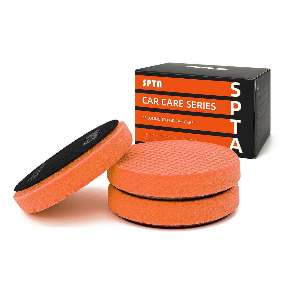 SPTA Almohadillas de Pulido de Espuma, Varias Medidas y Grados de Corte, Paquete de 3 - 6.5inch - 3 piezas naranja T60 corte ligero