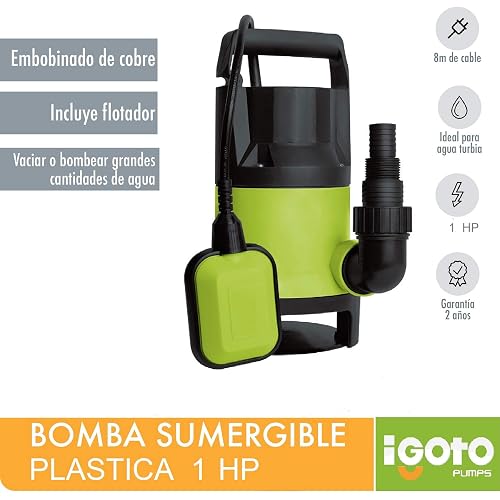 Igoto Pump SPL750 Bomba Sumergible de Plástico , 1 HP.