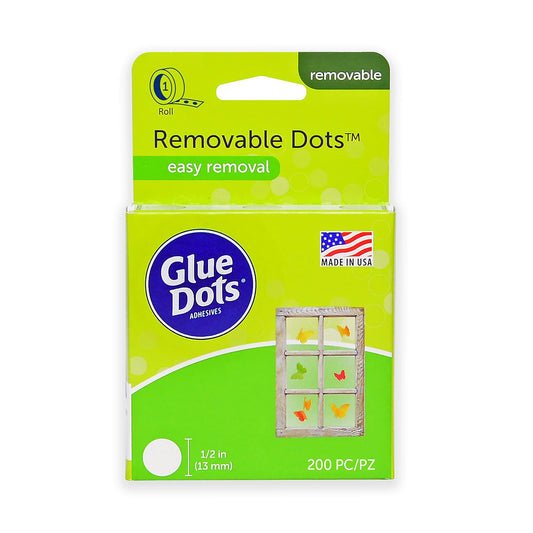 Glue Dots 0.5" Removable Dot Roll-200 Clear Dots