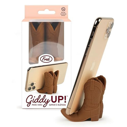 Fred Giddy UP - Soporte para teléfono Original, Color café, Accesorio técnico para Botas Vaqueras, se Adapta a la mayoría de teléfonos Inteligentes móviles, Silicona Antideslizante, Detalles