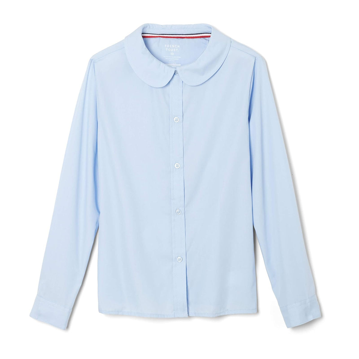 French Toast Camisa Tejida de Manga Larga con Cuello Peter Pan (estándar y Plus) Blusa para Niñas