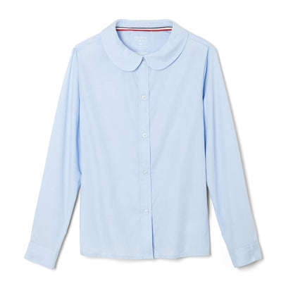 French Toast Camisa Tejida de Manga Larga con Cuello Peter Pan (estándar y Plus) Blusa para Niñas