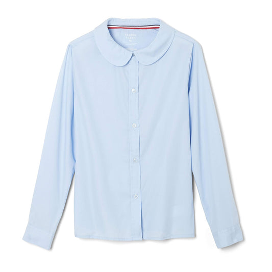 French Toast Camisa Tejida de Manga Larga con Cuello Peter Pan (estándar y Plus) Blusa para Niñas